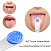 Tongue Scraper,Silicone Tongue Cleaner for Adults,Kids,Reduce Bad Breath,Oral Care,Reusable Tongue Brush for Fresh Breath,Oral Hygiene,Easy to Use,2pcs Replacement Pads (Blue)