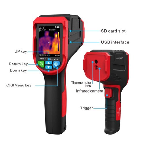 NOYAFA Industrial Thermal Imaging Device NF-521, 24 * 24 Pixels Resolution 16 GB Memory Card Thermal Imaging Camera with 2.4 Inch LCD Display