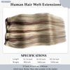 Sew in Hair Extensions Real Human Hair,22 Inch 120G Ash Blonde Balayage Highlights Blonde Hair Extensions Sew in Weft Hair Extensions Human Hair Hand Tied Weft Hair Extensions for Women