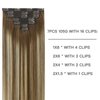 FUBILI Clip in Hair Extensions Chestnut Brown Balayage to Platinum Blonde Mix Brown Real Human Hair Medium Brown Ombre Hair Extensions Remy Human Hair Clip in Extensions 14Inch 7Pcs 105g