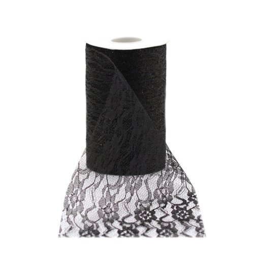 Offray Lacey Craft Ribbon, 6-Inch by 25-Yard Spool, Black