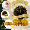 JULMELON Happy New Year Decorations 2025, 8 PCS New Years Honeycomb Centerpieces Table Decorations Black and Gold Table Toppers Decor for New Year Eve Party Supplies Favors