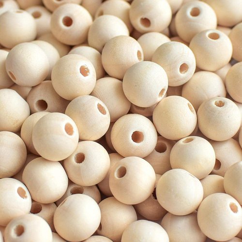 300pcs 20mm Wood Beads Natural Unfinished Round Wooden Loose Beads Wood Spacer Beads for Craft Making Decorations and DIY Crafts