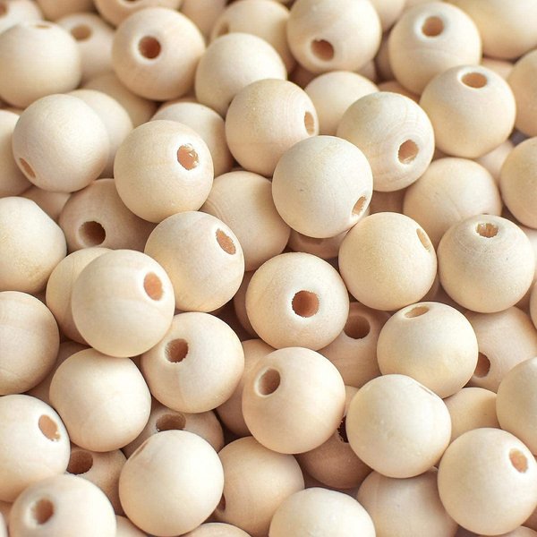 300pcs 20mm Wood Beads Natural Unfinished Round Wooden Loose Beads Wood Spacer Beads for Craft Making Decorations and DIY Crafts