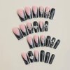 24 pcs Press on Nails Long Coffin French Black Fake Nails Glossy Acrylic False Nails with Metal Star & Heart Charms Designs Full Cover Glue on Nails for Women