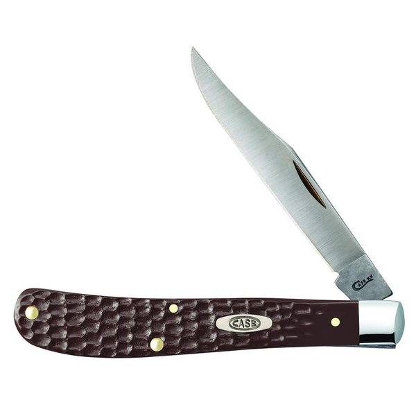 Case WR XX Pocket Knife Brown Synthetic Barehead Slimline Trapper Item #135 - (61048 SS) - Length Closed: 4 1/8 Inches
