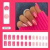 Chrome Pink Press on Nails Medium Square Fake Nails Full Cover Acrylic Nails Glossy Glue on Nails Aurora Artificial Nails Pearl Flash Stick on False Nails with Design for Women Nail Manicure Kit 24pcs