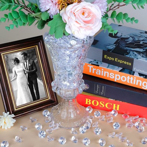 Babenest Acrylic Diamond Fake Gems Vase Filler, 240pcs 3/4 Inch Faux Diamonds Crystals Jewels for Table Scatters Wedding Party Event Arts & Crafts Birthday Decoration Favor (Clear)