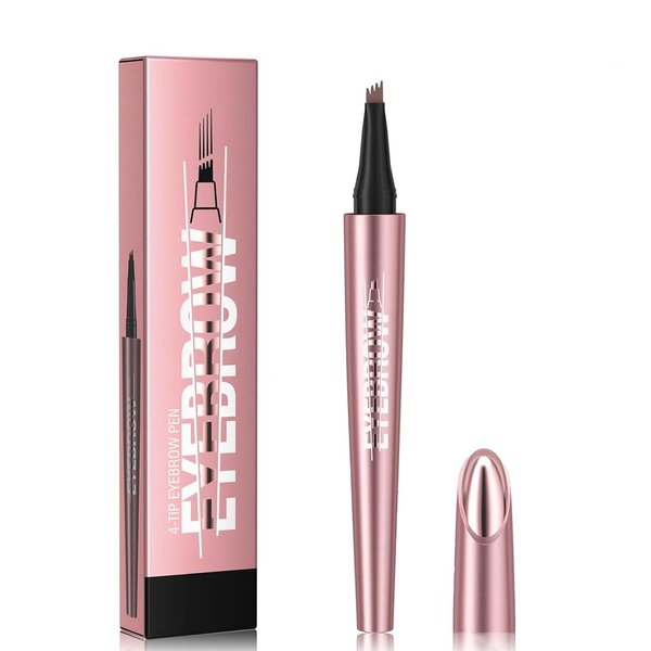 Magic Eyebrow Pencil Waterproof Microblading Eyebrow Pencil Contouring Pen, 4 Tip Microblade Eyebrow Pen Natural Brows Pen for Women (Black)