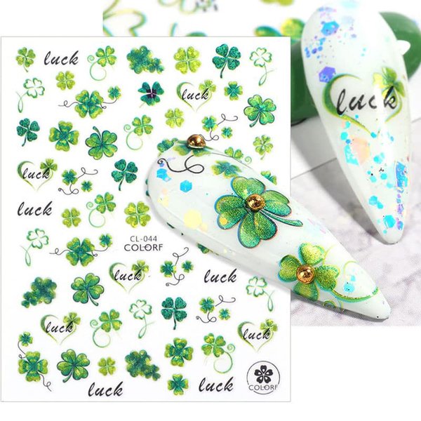6 Sheets St Patrick’s Day Nail Art Stickers 3D Self Adhesive Nail Art Supplies Lucky Shamrock Irish Green Cartoon Pattern Nail Decals Saint Patricks Day Nail Decorations（March 17th Green Day）