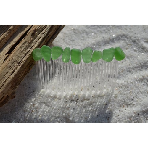 Small Green Sea Glass Hair Comb
