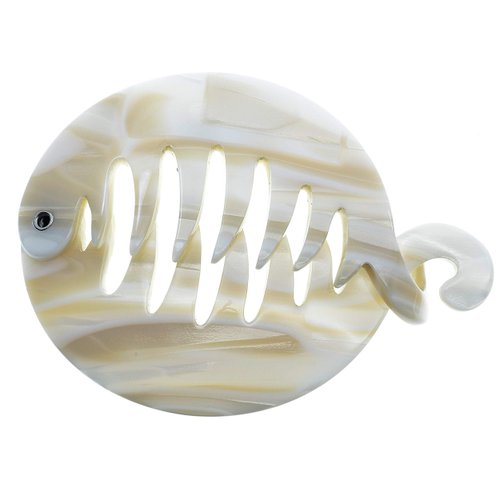 Camila Paris CP2338 3.25 inch French Banana Clip Hair Comb, Round Beige Girls Ponytail Holder Interlocking Banana Combs For Volume Thick Hair. Fashion Styling Hair Accessories for Women Made in France