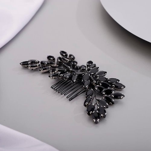 BERYUAN Black Crystal Hair Comb for Women Prom Hair Comb Black Gothic Hair Clip for Girls Vintage Hair Comb for Wedding Pageant Prom Headpieces Style 3