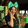 JEAIRTS St. Patrick's Headbands Light Up Bow Hair Band Green Shamrock Headpiece Irish Holiday Hair Accessories for Women