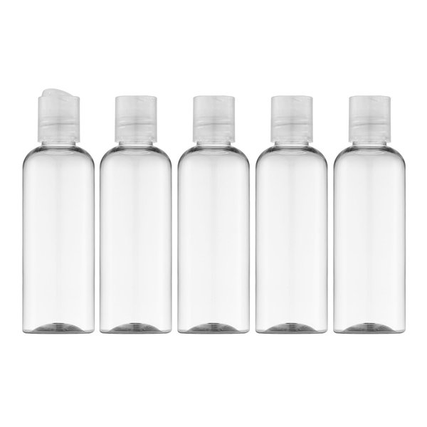 owlyee 3.4 oz Travel Bottles for Toiletries, Empty Travel Size Containers Tsa Approved, 5PCS Small Plastic Shampoo Bottles with Labels (100ml, All Clear)