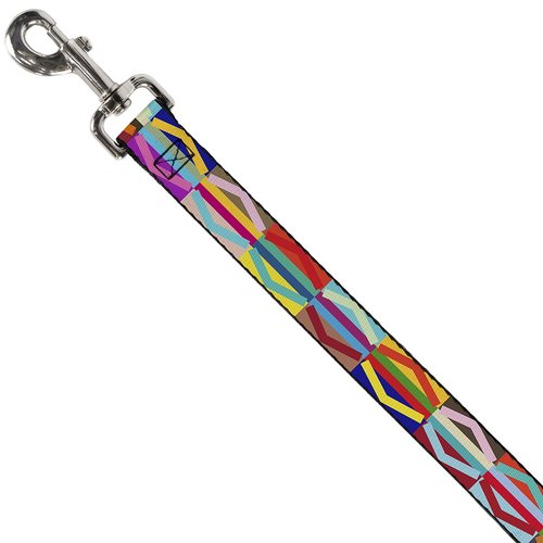 Dog Leash Geometric10 Multi Color 4 Feet Long 0.5 Inch Wide