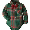 A&J DESIGN Infant Baby Boy Flannel Buffalo Dress Shirt Gentlemen Tartan Bodysuit Long Sleeve One Piece Formal Rompers 3-6 Months Plaid Green