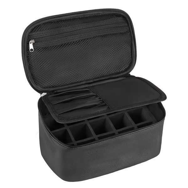 Nail Polish Bag Nail Art Set Organizer Nail Polish Travel Case Nail Tool Bag Nail Polish Holder With Compartment Manicure Set Accessories Travel Bag Gift for Women (black)