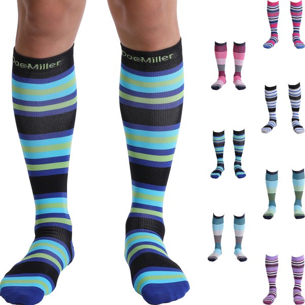 Doc Miller Compression Socks for Women & Men 15-20 mmHg - Medical Compression Stockings Socks for Pregnancy Nurse Travel Running Socks - Soccer Socks for Shin Splints Varicose Veins Calf Socks