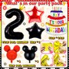 132pcs Oh Twodles Birthday Party Supplies Boy, Red Mouse 2nd Birthday Decorations Supplies, Balloons Arch Banner Backdrop Tablecover Cake Topper for Black Mouse Themed Boy 2 Years Old Birthday