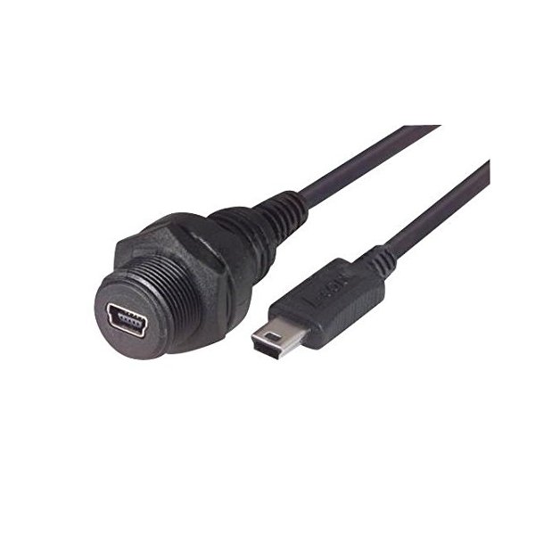 L-com WPUSB Series Waterproof USB Type Mini B 5 Extension Cable Assembly (0.5 Meters)