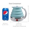 Travel Foldable Electric Kettle, Collapsible Food Grade Silicone Small Kettle Boiling water,Dual Voltage（600ml,110-220V US Plug） (Blue)