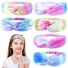 Waydress 6 Pieces Spa Headbands Girls Soft Tie Dye Headbands Elastic Adjustable Rainbow Headbands Non Slip Turban Headwraps for Kids Hair Accessories Spa Sleepover Party Supplies