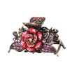 Fodattm Women Lady Retro Rose Flower Imitation Turquoise Hair Claw Clip Vintage Alloy Rhinestone Non-Slip Hair Jaw Clips Hairpin Hair Clamp (Red)