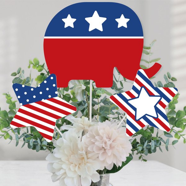 Big Dot of Happiness Republican Election - Political Party Centerpiece Sticks - Table Toppers - Set of 15