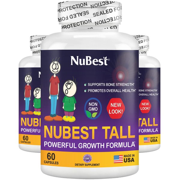 NuBest Tall - Calcium Supplement - Magnesium Supplement for Bones, Teeth - Support Bone Strength, Enhanced Immunity for Ages 5+ with Vitamin D3, Vitamin K2 and Blended Herbs - 3 Pack