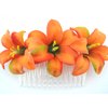 Triple 2" Tropical Orange Lily Silk Flower Hair Comb