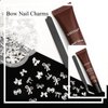 YAEISM Bow Nail Charms Silver Metal Bowknot Charms 70PCS Bow Nail Art Charms Kits with Glue Gel, Tweezer for Nail Art and DIY Crafts Decoration