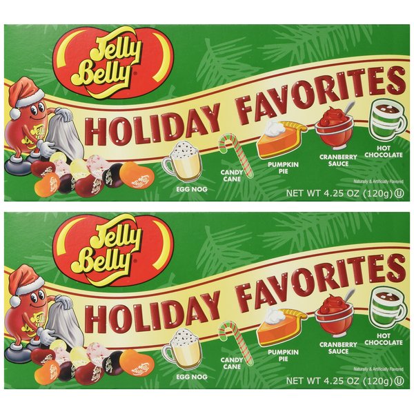 (Set/2) Jelly Belly Christmas Holiday Favorite Flavored Candy Beans Gift Box,8.5 oz