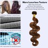MOMOSHERO Brown Highlight Body Wave Bundles Human Hair, 10A Soft and Glossy Blonde Balayage Ombre Human Hair Bundles 100% Remy Hair Single Ombre Human Hair Bundle #1b/30 Piano Color Dark Root 12 Inch