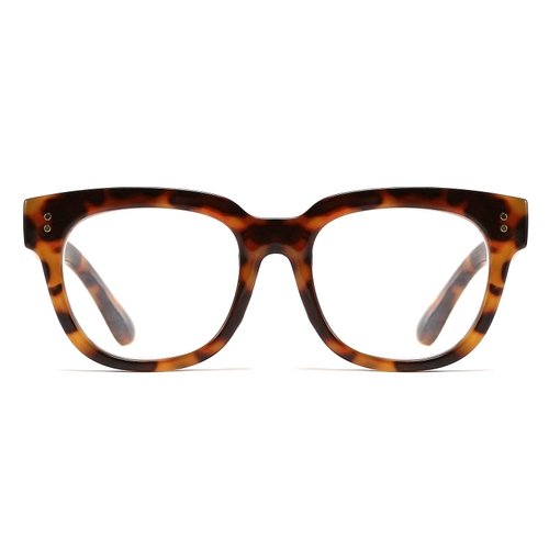 FEISEDY Retro Square Thick Big Frame Blue Light Blocking Reading Glasses Anti Glare Digital Eyestrain Reader B2523 Leopard 1.25x
