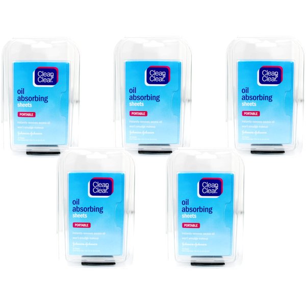 CLEAN & CLEAR Oil Absorbing Sheets 50 Each (Pack of 5)