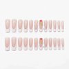 MISUD Press on Nails Long Square Fake Nails Glossy Glue on Nails White French Tip Acrylic Nails Squoval Butterfly Artificial Nails Cute Flower Pearl Bow Stick on False Nails with Design 24 pcs