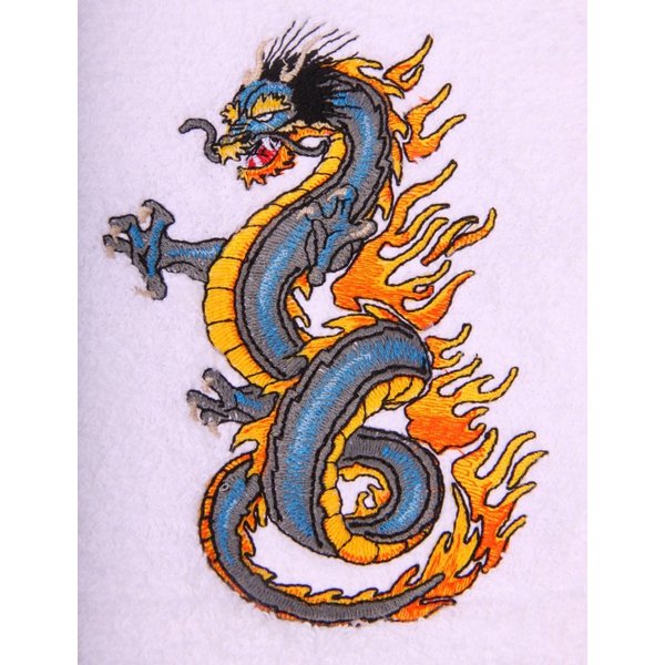 Big Black Horse LLC Bath Towel Set with Embroidered Blue Dragon