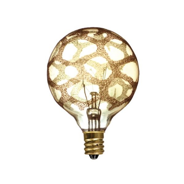 Bulbrite 40G16/MAR/E12 Crystal Collection 40-Watt Incandescent G16 Globe, Marble Finish, Candelabra Base, Amber [Pack of 12]