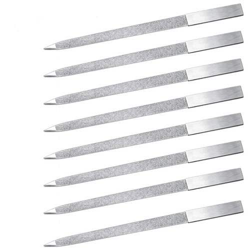 Terberl 8 Pack Diamond Nail File Metal Nail File, Stainless Steel Double Side Nail File for Salon Home and Travel Men Women(7 Inch)