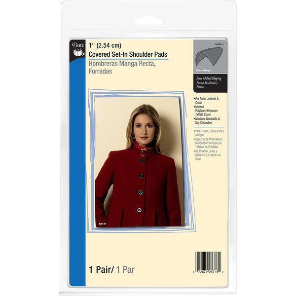 Dritz 1" Covered Set Shoulder Pads, 1-Inch, Black