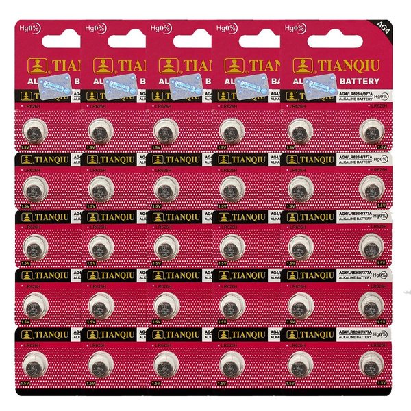 Tianqiu 50Pcs Ag4 Lr626 377 Sr626Sw Alkaline Battery