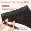 KooKaStyle Invisible Wire Hair Extensions with Transparent Wire Adjustable Size 6 Secure Clips Long Wavy Layered Synthetic Hair Extensions Natural Black 16 Inch