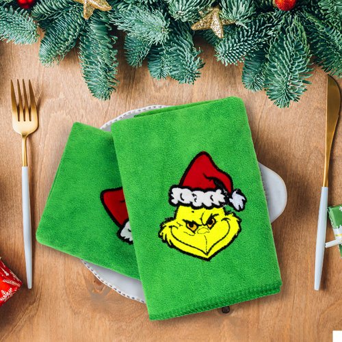 AMUHUA 3PACK Christmas Hand Towels Bathroom Set - Christmas Green Kitchen Hands Towels and Bathroom Towels for Shower Drying Cleaning Cooking