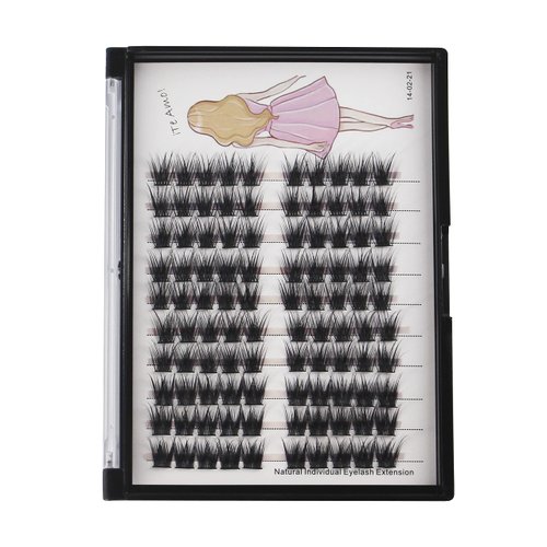 Bodermincer Home Eyelash Extension Thick Segmented 3D Effect Glue Bonded Individual Eyelash Extension Eyelashes Bunches Professional Makeup False Eyelashes (12MM)