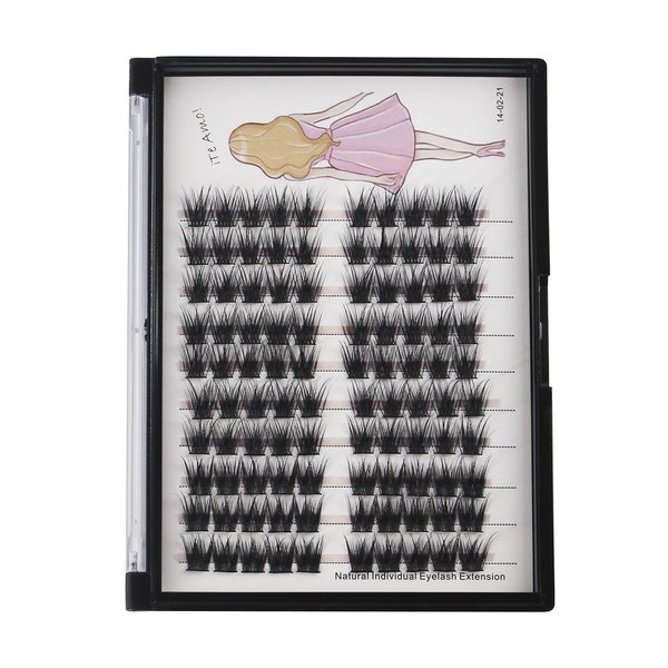 Bodermincer Home Eyelash Extension Thick Segmented 3D Effect Glue Bonded Individual Eyelash Extension Eyelashes Bunches Professional Makeup False Eyelashes (12MM)