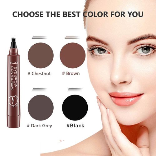 2PCS Liquid Eyebrow Pencil with 4 Micro-Fork Tips - Waterproof Microblading Eyebrow Pen, Long Lasting, Easily Create Natural Eyebrow Makeup (Reddish brown)