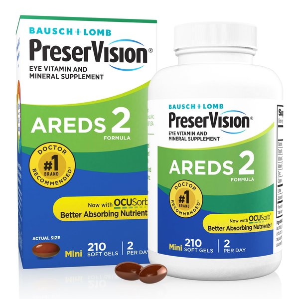 PreserVision AREDS 2 Eye Vitamin & Mineral Supplement, Contains Lutein, Vitamin C, Zeaxanthin, Zinc & Vitamin E, 210 Softgels (Packaging May Vary)