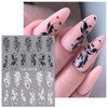 JMEOWIO 3D Embossed Flower Black White Nail Art Stickers Decals Self-Adhesive Pegatinas Uñas 5D Leaves Lace Line Nail Supplies Nail Art Design Decoration Accessories 4 Sheets