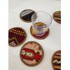 Kilim Fabric Coaster Set, Boho Coaster Set, Midwestern Coasters, Cloth Coaster Set, Authentic Turkish Kilim (6 Coasters)